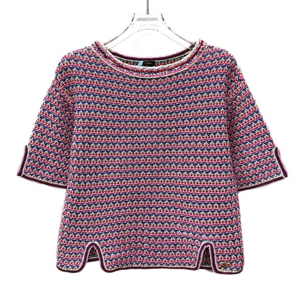 HW0126 Chanel Chanel Current Series Pink hook cotton round neck short-sleeved sw - Picture 1 of 9